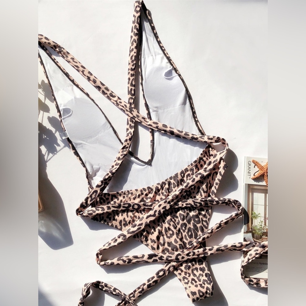 Leopard Print One Piece Swimsuit - Picture 8 of 11